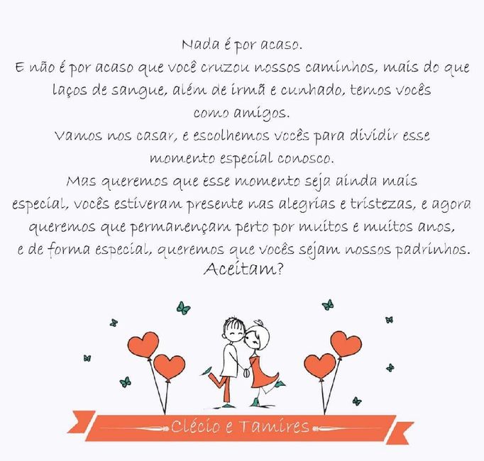 Como convidar os padrinhos de forma criativa e avisa-las da cor que gostaria ? - 1