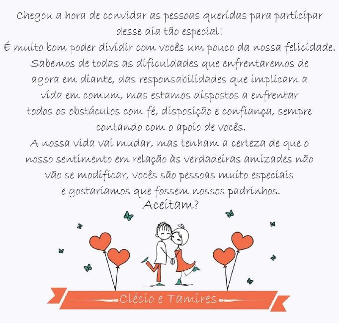 Como convidar os padrinhos de forma criativa e avisa-las da cor que gostaria ? - 2