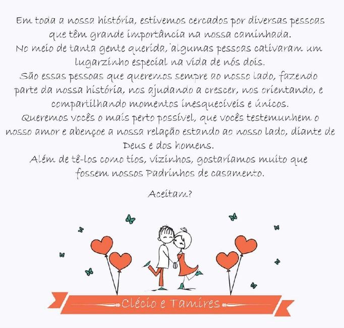 Como convidar os padrinhos de forma criativa e avisa-las da cor que gostaria ? - 3