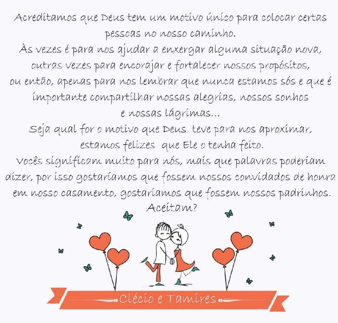 Como convidar os padrinhos de forma criativa e avisa-las da cor que gostaria ? - 4