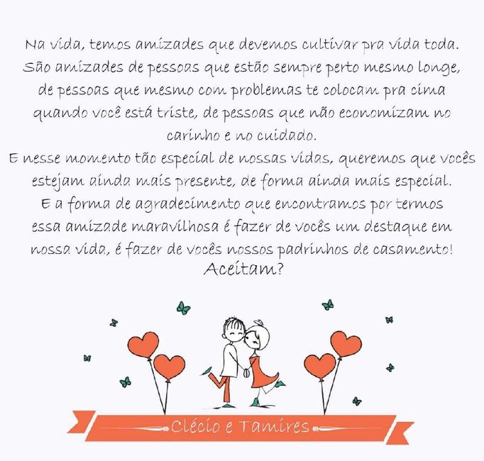 Como convidar os padrinhos de forma criativa e avisa-las da cor que gostaria ? - 7