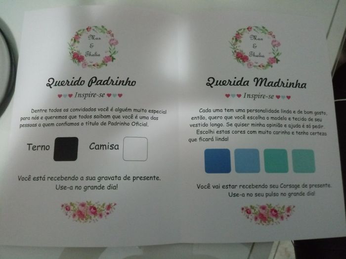 Convite Para os Padrinhos. - 2