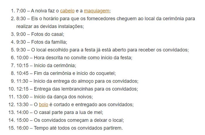 Dúvida com o cronograma, alguém com experiência em casamento pela manhã? - 1