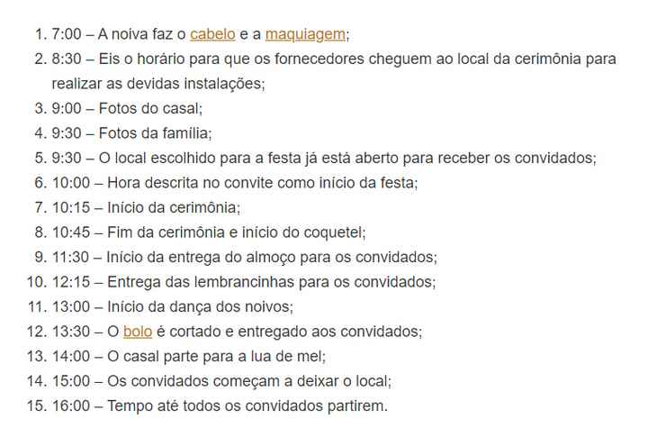 Dúvida com o cronograma, alguém com experiência em casamento pela manhã? - 1