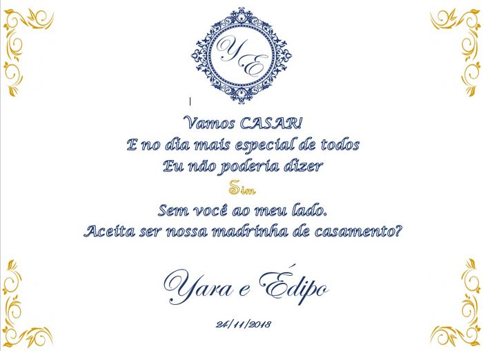 Texto do convite para as madrinhas 