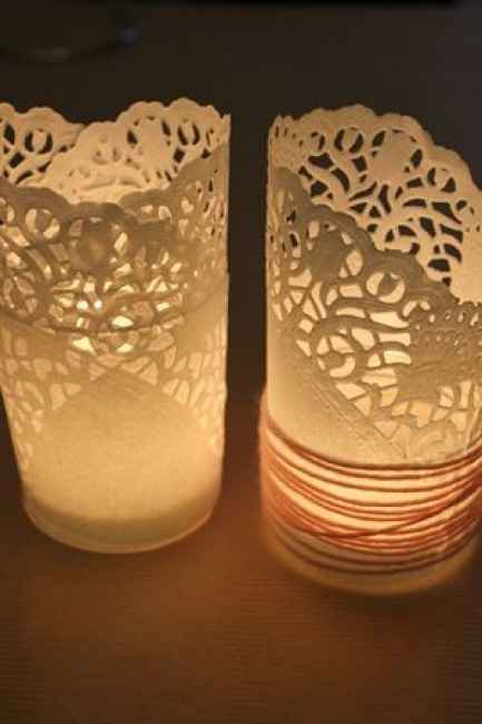 Velas com doilies