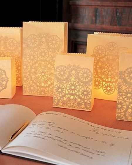 Porta velas baratinho com doilies