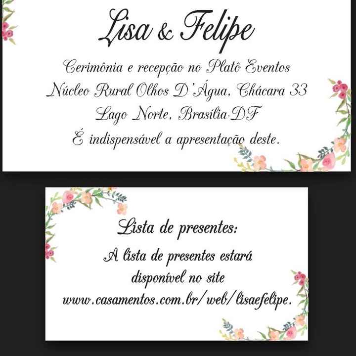 Convite Individual e Tag de Lista de presentes
