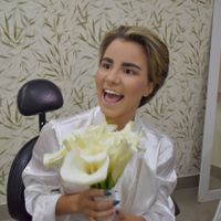 reação ao ver meu buque que eu nao fazia ideia de quais flores seriam