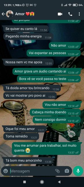 Qual foi a última mensagem que trocou com o seu amor? 6