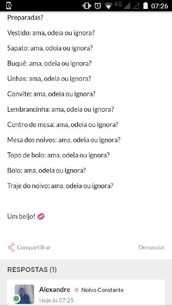 Ama, odeia ou ignora? JOGUINHO - 1
