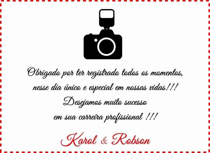 Agradecimento ao fotográfo