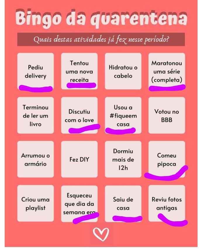 Bingo da quarentena: quem se atreve? #NoivasEmCasa - 1