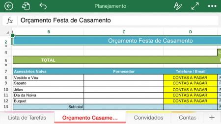 Planilha para organizar o casamento 2