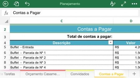 Planilha para organizar o casamento 4