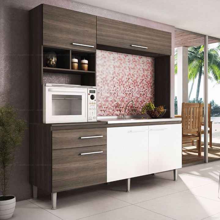 Cozinha compacta completa marrom