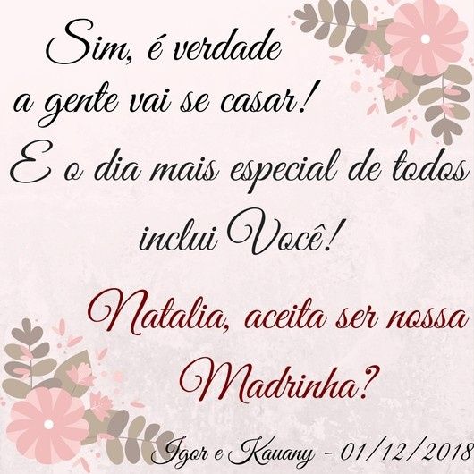 Convite das madrinhas