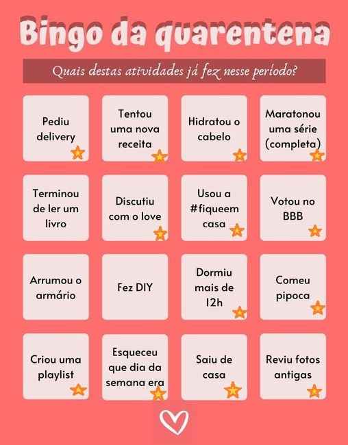 Bingo da quarentena: quem se atreve? #NoivasEmCasa - 1