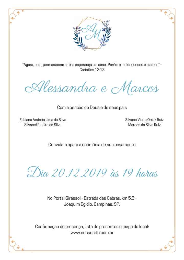 CONVITE AZUL SERENITY + DOURADO