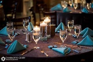 decoraçã em azul e marron.