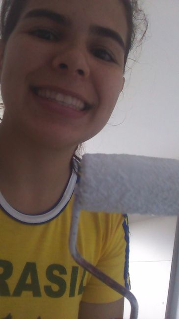No meio da pintura....uns minutos para relaxar