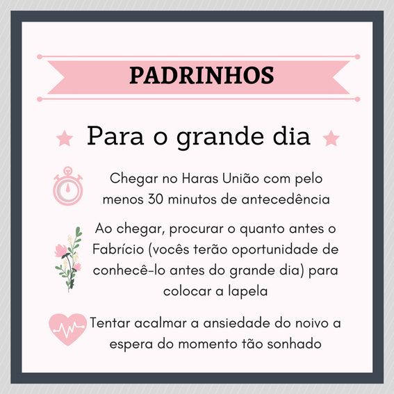 Instruções para padrinhos no dia do casamento