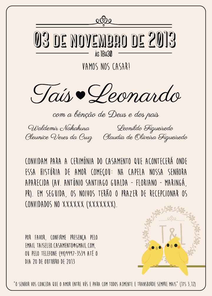 A arte do meu convite de casamento