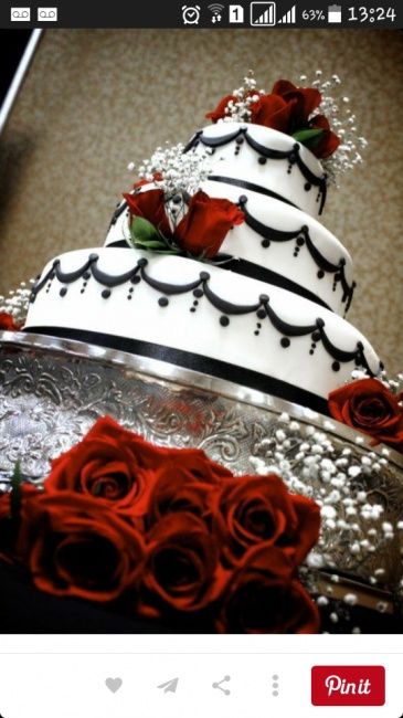 Ideias de casamento  branco preto e vermelho - 11