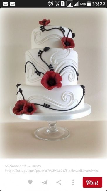 Ideias de casamento  branco preto e vermelho - 16