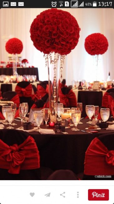 Ideias de casamento  branco preto e vermelho - 27