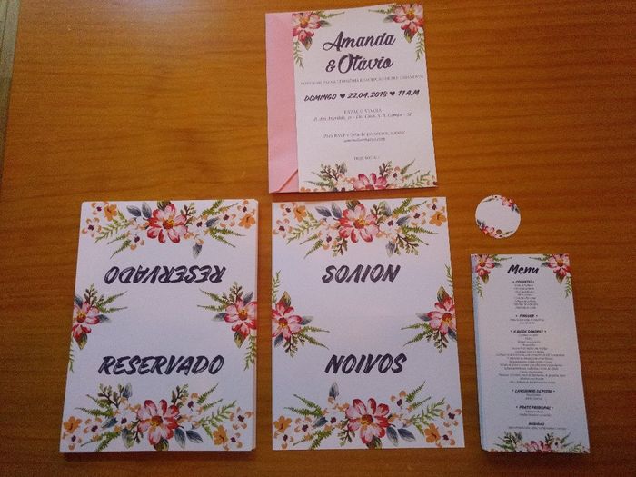 Convite de casamento + envelope, plaquinha de mesa reservado, plaquinha de mesa de noivos e menu