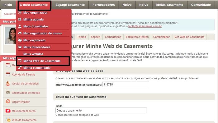 Como colocar foto na web de noivos