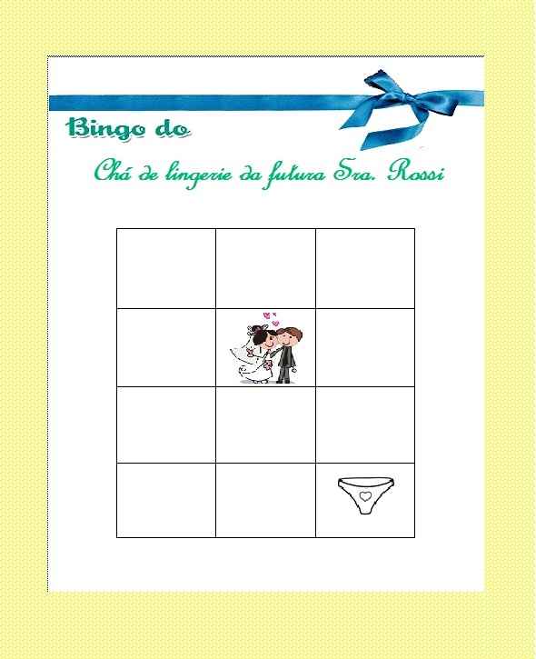 Bingo do chá de lingerie