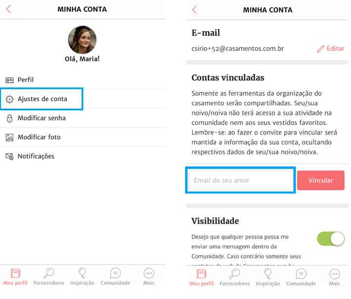 Como vincular contas