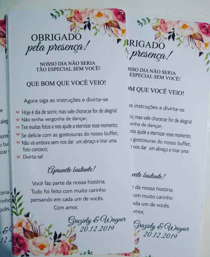 Cartão de agradecimento nas mesas! - 1