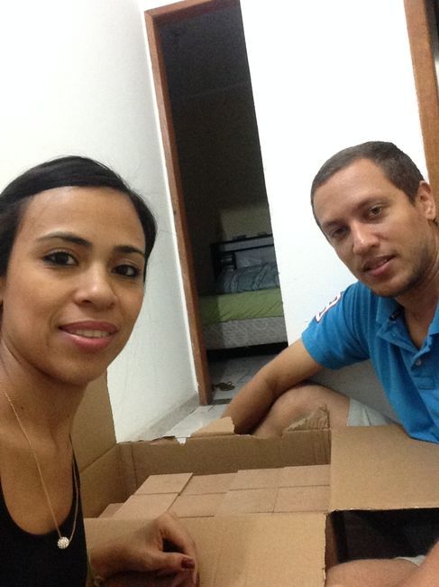 Eu e meu amor com cara de cansados..
