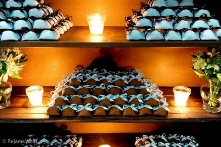 Azul com marrom, decoração linda 