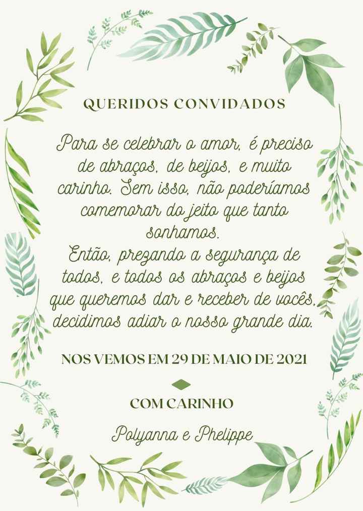 Modelo de aviso de adiamento - 1