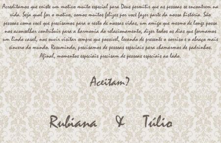 Convite diferenciado para os padrinhos