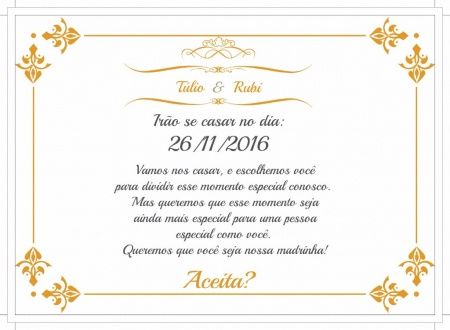Convite para os madrinhas solteiras