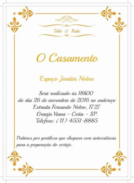 O casamento - informações importantes