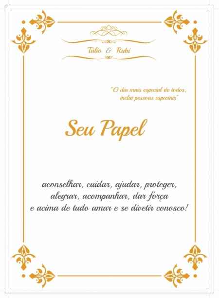 Seu papel - apresentação das funções dos padrinhos