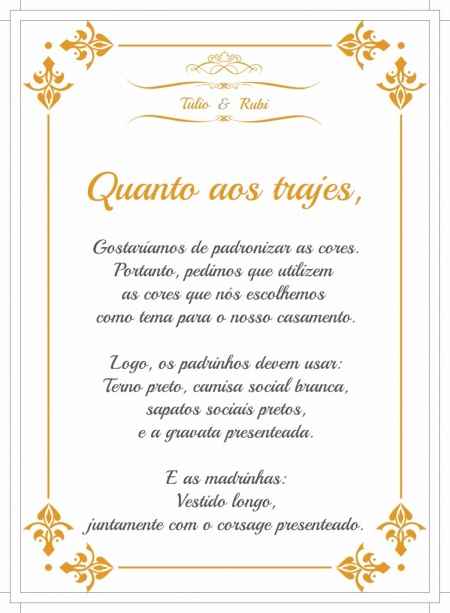 Quanto aos trajes