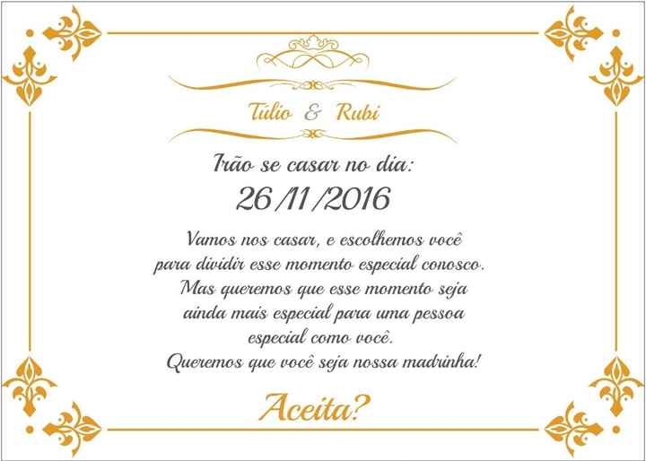 Convite para madrinhas