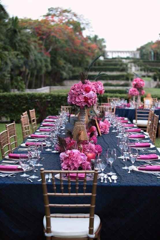  Decoração de casamento azul e rosa