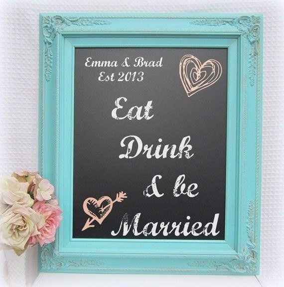 Decoração de casamento azul com quadro