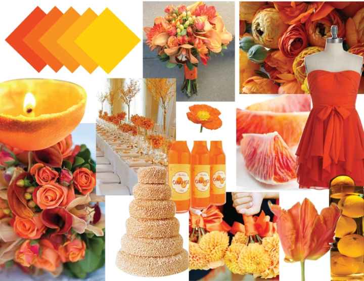 Casamento amarelo e laranja