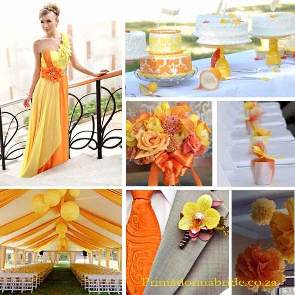 Casamento amarelo e laranja