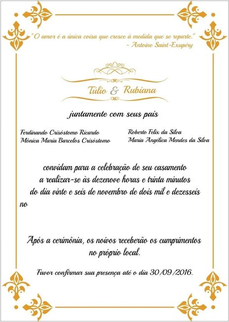 Convite de casamento