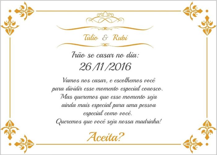 Convite para madrinhas